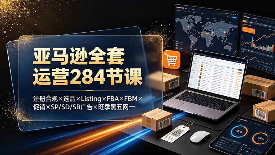 （19410期）亚马逊全套运营284节课：注册合规×选品×Listing×FBA×FBM×促销×SP/SD/SB广告×旺季黑五网一-小栈博客测试网
