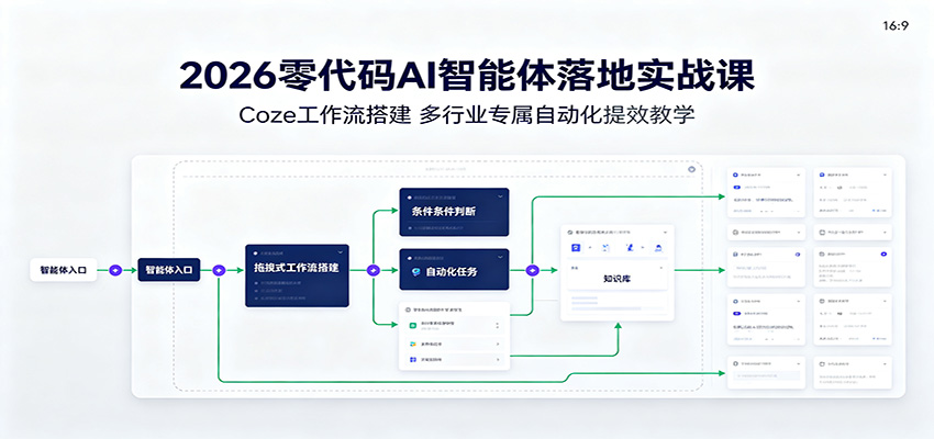 2026零代码AI智能体落地实战课:Coze工作流搭建,多行业专属自动化提效教学-情久项目网