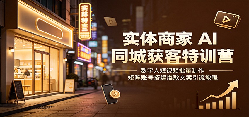 实体商家AI同城获客特训营:数字人短视频批量制作,矩阵账号搭建爆款文案引流教程 实体商家AI同城获客特训营:数字人短视频批量制作,矩阵账号搭建爆款文案引流教程