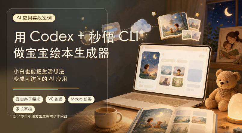 （19415期）AI应用实战案例，用Codex+秒悟CLl做宝宝绘本生成器，小白也能把生活想法变成可访问的AI应用-小栈博客测试网