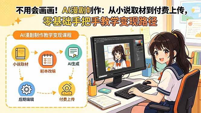 (19429期)不用会画画!AI漫剧制作:从小说取材到付费上传,零基础手把手教学变现路径(更新)-小栈博客测试网