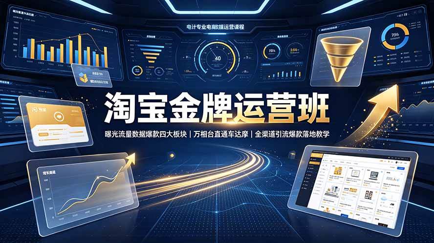 (19434期)淘宝金牌运营班-7月:曝光流量数据爆款四大板块|万相台直通车达摩|全渠道引流爆款落地教学-小栈博客测试网