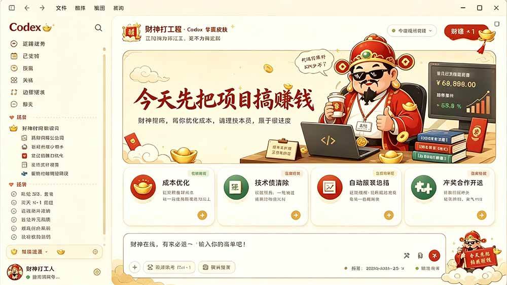 （19432期）闲鱼售卖99元的Codex皮肤包，GitHub 免费开源了！让你的codex变成精美界面 Codex Dream Skin