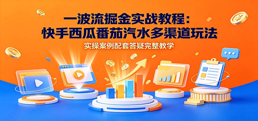 一波流掘金实战教程：快手西瓜番茄汽水多渠道玩法，实操案例配套答疑完整教学-邪修侠 - 演示