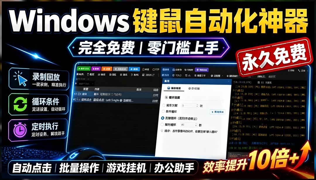 (19423期)专业Windows键鼠自动化工具,免费永久使用,告别重复操作,小白也能快速创建自动化脚本 点点精灵-小栈博客测试网