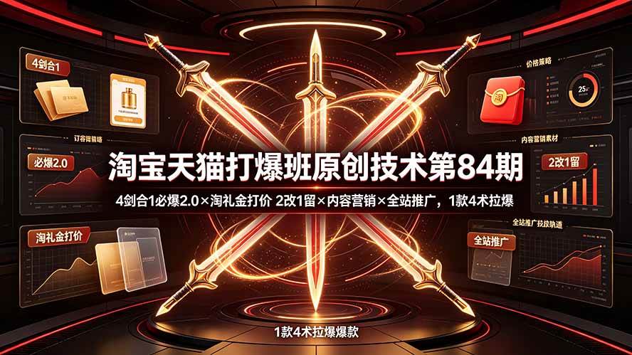 (19428期) 淘宝天猫打爆班原创技术第84期:4剑合1必爆2.0×淘礼金打价×2改1留×内容营销×全站推广,1款4术拉爆-小栈博客测试网