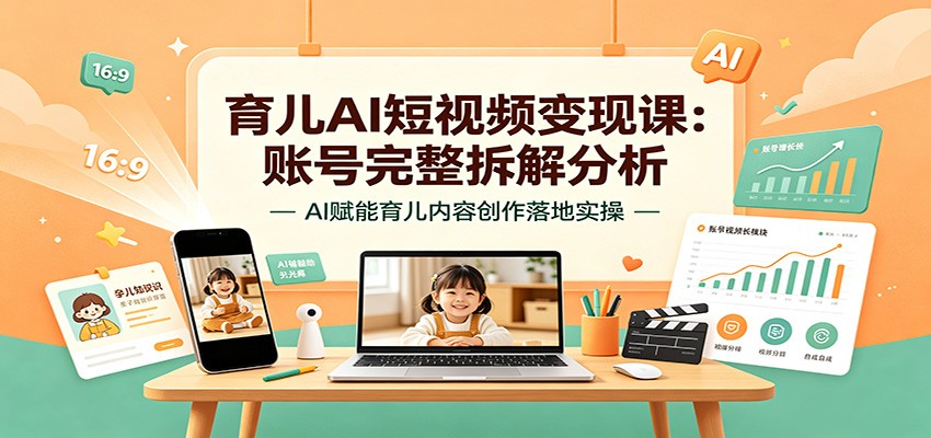 育儿AI短视频变现课：账号完整拆解分析，AI赋能育儿内容创作落地实操-邪修侠 - 演示