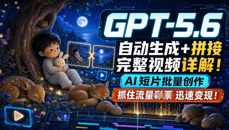 GPT-5.6自动生成＋拼接完整视频详解，AI短片批量创作，抓住流量迅速变现！-情久项目网