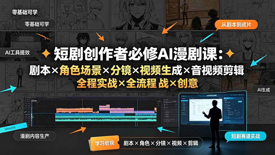 （19459期）短剧创作者必修AI漫剧课：剧本×角色场景×分镜×视频生成×音视频剪辑×全流程实战×创意短片拆解-小栈博客测试网