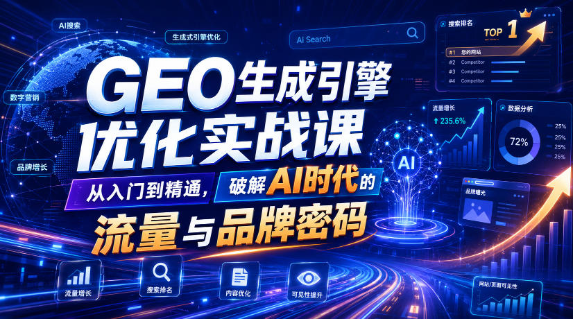 GEO生成引擎优化实战课,从入门到精通,破解AI时代的流量与品牌密码-多课资源站