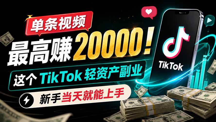 （19457期）单条视频最高赚 20000！这个 TikTok 轻资产副业，新手当天就能上手-小栈博客测试网