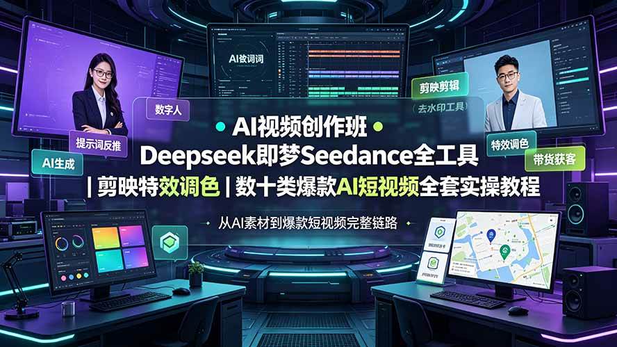 (19454期)AI视频创作班◆Deepseek即梦Seedance全工具|剪映特效调色|数十类爆款AI短视频全套实操教程-小栈博客测试网