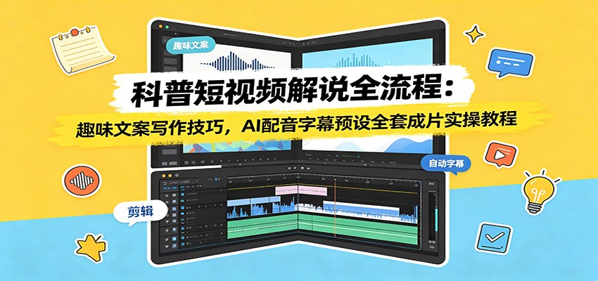 科普短视频解说全流程:趣味文案写作技巧,AI配音字幕预设全套成片实操教程-邪修侠 - 演示
