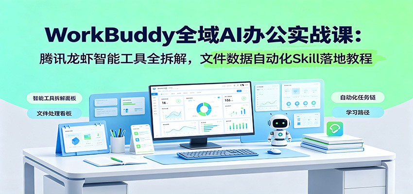 WorkBuddy全域AI办公实战课:腾讯龙虾智能工具全拆解,文件数据自动化Skill落地教程-网创百晓生