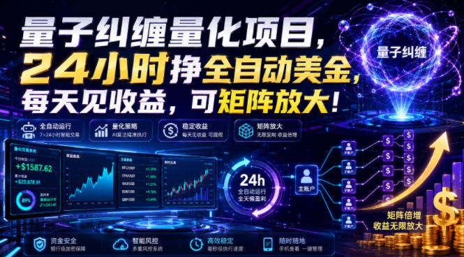 量子纠缠量化项目，24小时挣全自动美刀，每天见收益，可矩阵放大！【揭秘】-邪修侠 - 演示