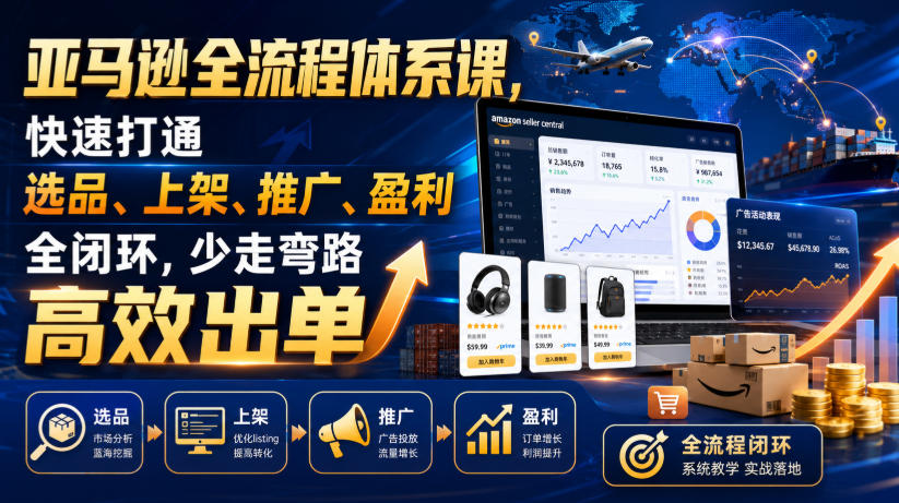 亚马逊全流程体系课，快速打通选品、上架、推广、盈利全闭环，少走弯路高效出单-邪修侠 - 演示