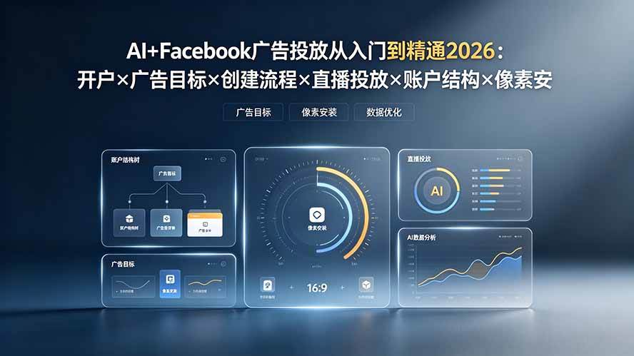 (19465期)AI+Facebook广告投放从入门到精通2026:开户×广告目标×创建流程×直播投放×账户结构×像素安装×AI赋能-小栈博客测试网