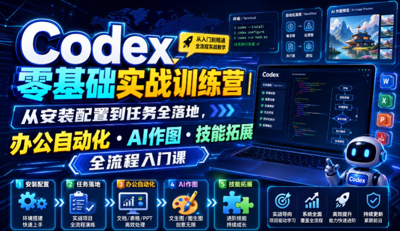 Codex零基础实战训练营｜从安装配置到任务全落地，办公自动化・AI作图・技能拓展全流程入门课-邪修侠 - 演示