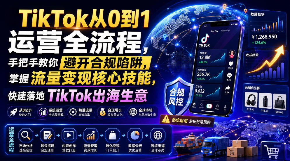TikTok从0到1运营全流程，手把手教你避开合规陷阱，掌握流量变现核心技能，快速落地TikTok出海生意（更新7月）-邪修侠 - 演示