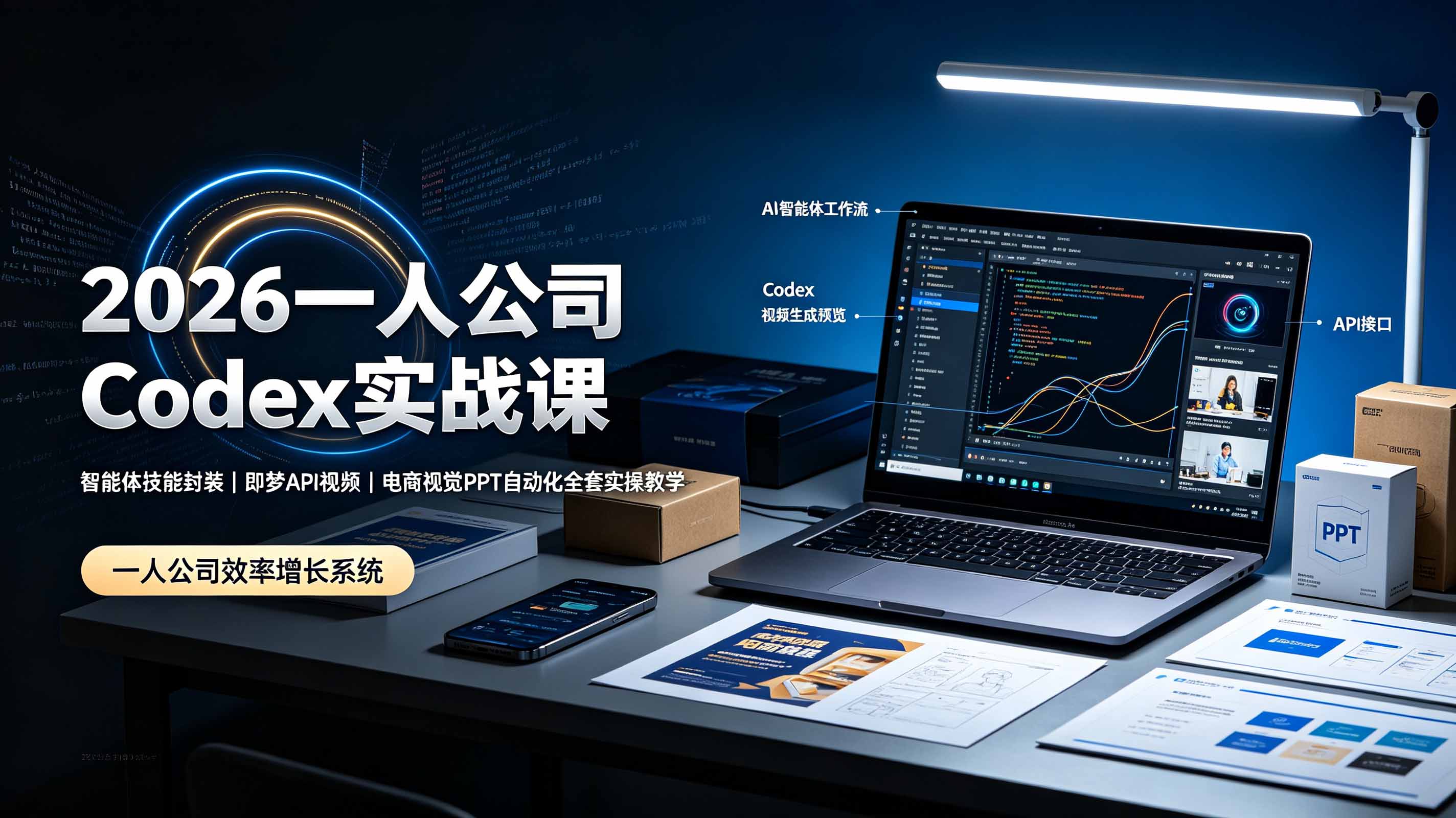 2026一人公司Codex实战课◆智能体技能封装｜即梦API视频｜电商视觉PPT自动化全套实操教学-多课资源站