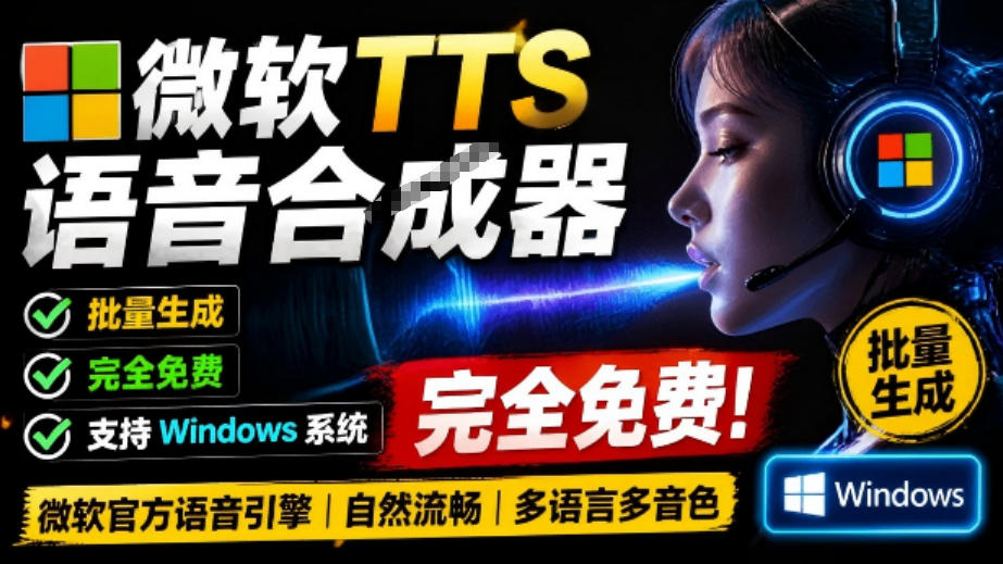 微软TTS免费语音配音生成器,完全免费,支持多语音、多音色选择,Windows系统专用TTS语音合成器-邪修侠 - 演示
