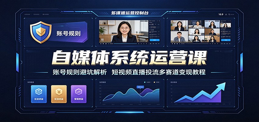 自媒体系统运营课：账号规则避坑解析，短视频直播投流多赛道变现教程-邪修侠 - 演示