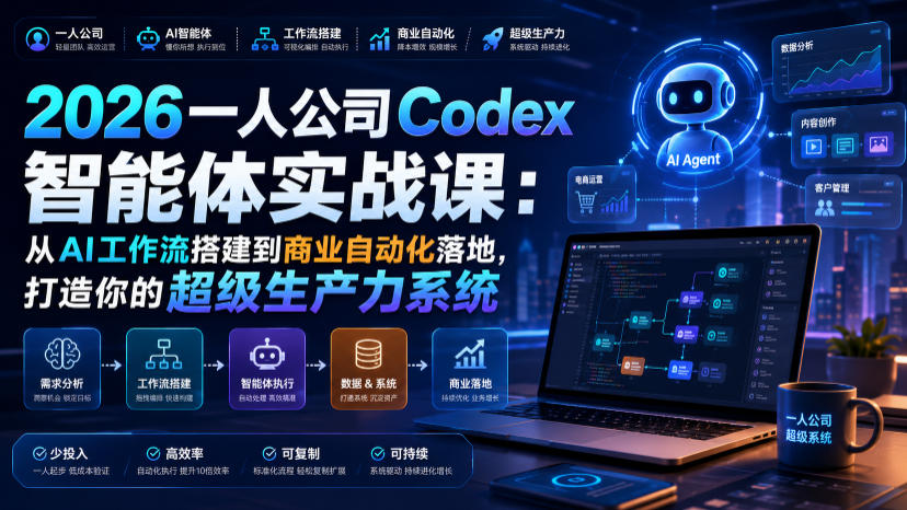2026一人公司Codex智能体实战课：从AI工作流搭建到商业自动化落地，打造你的超级生产力系统-邪修侠 - 演示