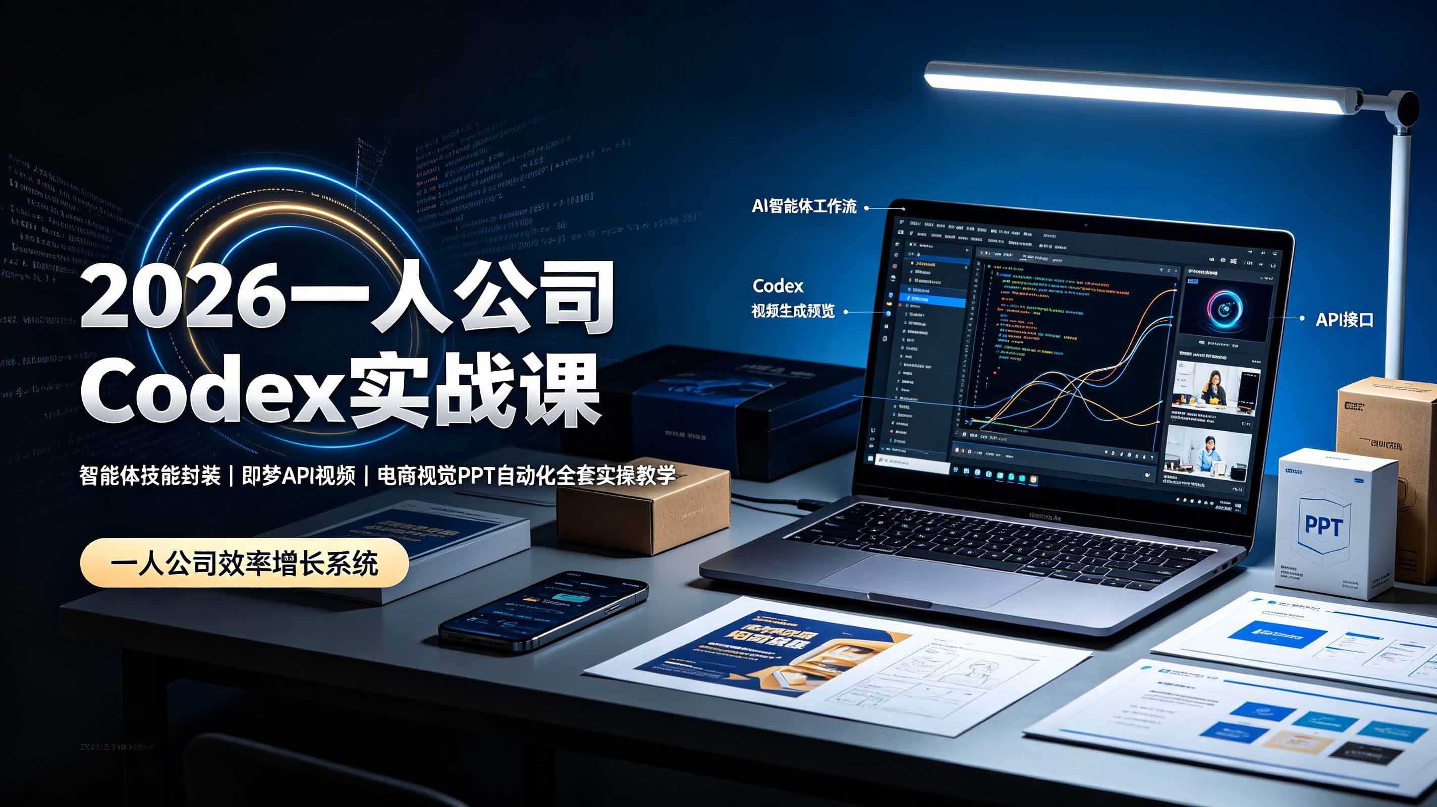 （19503期）2026一人公司Codex实战课◆智能体技能封装｜即梦API视频｜电商视觉PPT自动化全套实操教学-小栈博客测试网