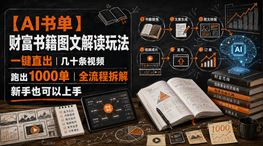 【AI书单】财富书籍图文解读玩法，一键直出，几十条视频，跑出1000单，全流程拆解，新手也可以上手-邪修侠 - 演示