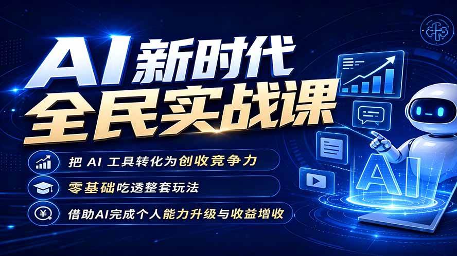 （19519期）AI新时代全民实战课，把 AI 工具转化为创收竞争力，零基础吃透整套玩法，借助AI完成个人能力升级与收益增收。-小栈博客测试网