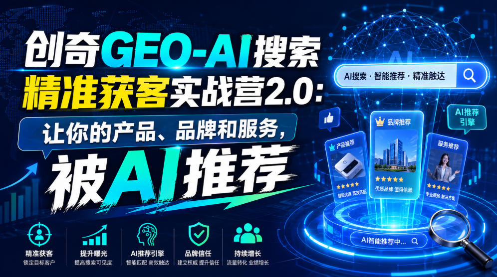 创奇GEO-AI搜索精准获客实战营2.0:让你的产品、品牌和服务,被AI推荐 创奇GEO-AI搜索精准获客实战营2.0:让你的产品、品牌和服务,被AI推荐