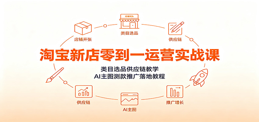 淘宝新店零到一运营实战课：类目选品供应链教学，AI主图测款推广落地教程-邪修侠 - 演示