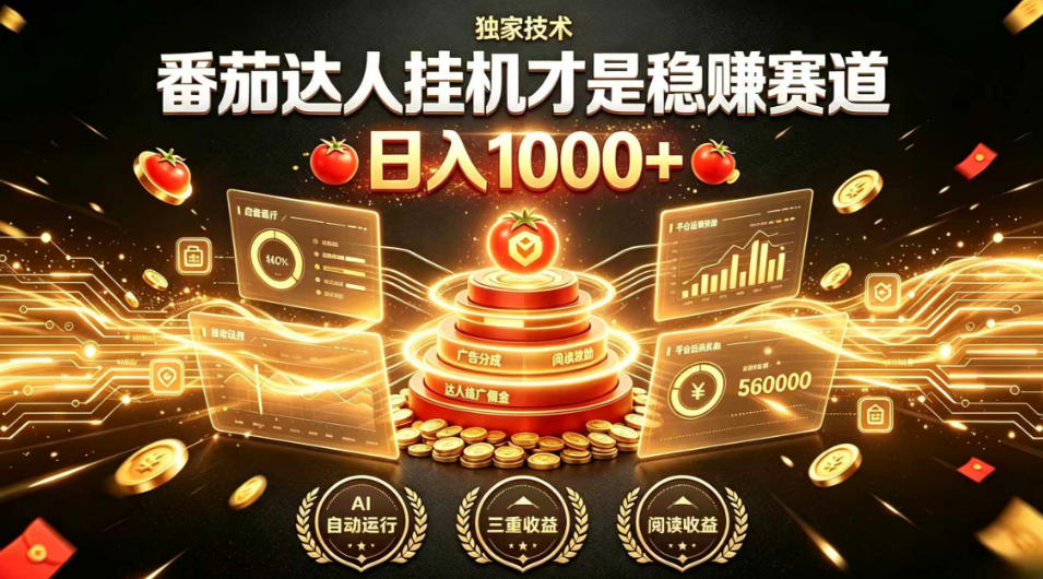 别再瞎找副业！番茄达人挂G才是稳賺赛道，日入1000+，全程傻瓜式操作，可矩阵放大【揭秘】-邪修侠 - 演示