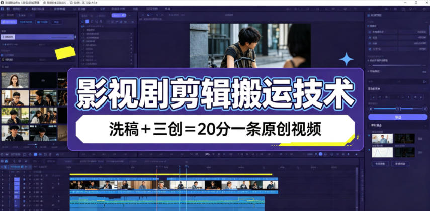 影视剧剪辑搬运技术，洗稿+三创=20分一条原创视频-邪修侠 - 演示