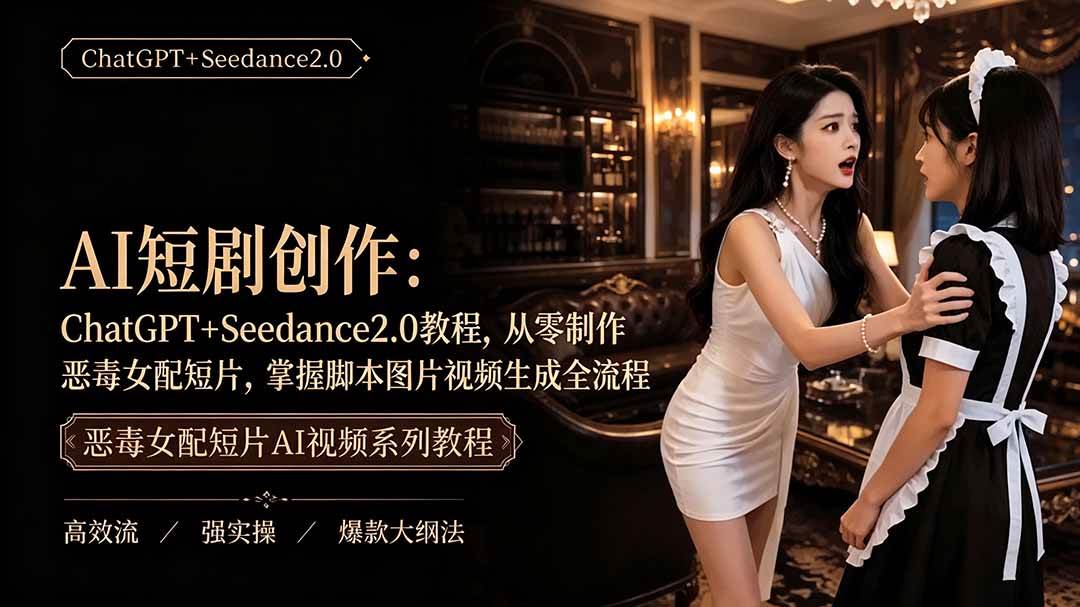 (19545期)AI短剧创作:ChatGPT+Seedance2.0教程,从零制作恶毒女配短片,掌握脚本图片视频生成全流程-小栈博客测试网