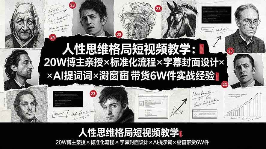 (19538期)人性思维格局短视频教学:20W博主亲授×标准化流程×字幕封面设计×AI提示词×橱窗带货6W件实战经验-小栈博客测试网