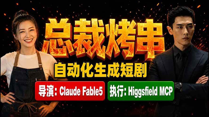 (19541期)《总裁烤串》真人短剧全自动诞生!Claude Fable5 当导演,Higgsfield MCP 执行!-小栈博客测试网