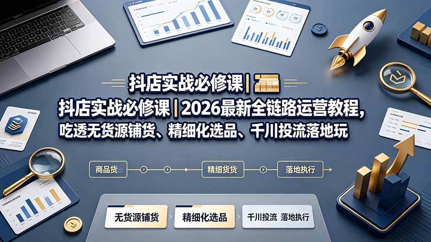 （19549期）抖店实战必修课｜2026最新全链路运营教程，吃透无货源铺货、精细化选品、千川投流落地玩法-小栈博客测试网
