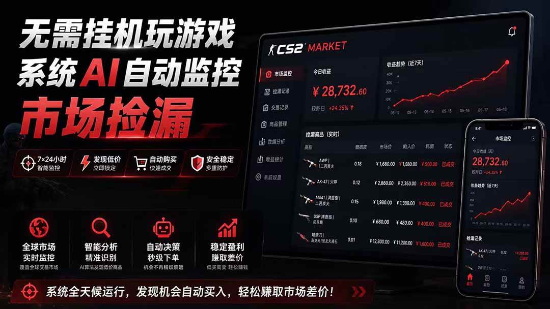 （19555期）系统AI自动监控市场捡漏，不用玩游戏|只需要一部手机|支持任何形式数据验证-小栈博客测试网