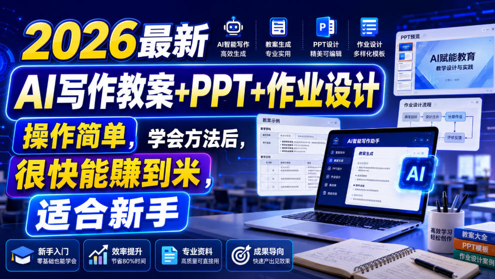 2026最新AI写作教案+PPT+作业设计，操作简单，学会方法后，很快能賺到米，适合新手-邪修侠 - 演示