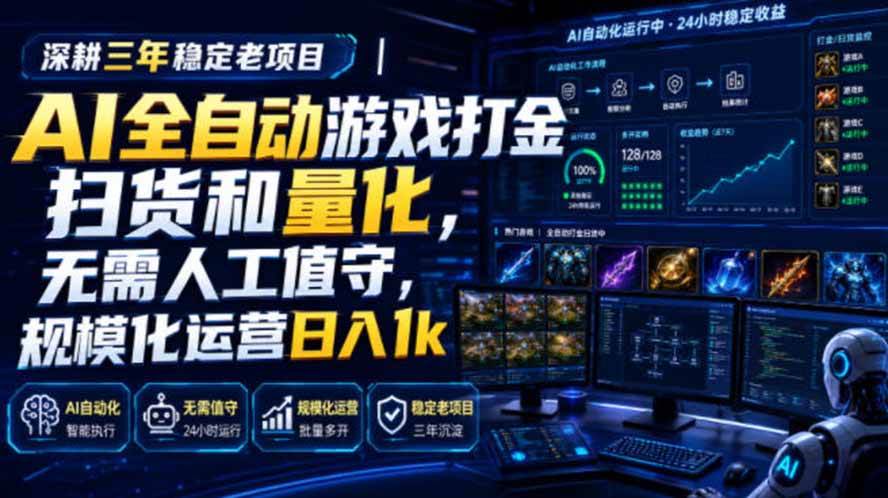 （19576期）AI全自动游戏打金扫货和量化，规模化运营日入1k，深耕三年稳定老项目！-邪修侠 - 演示