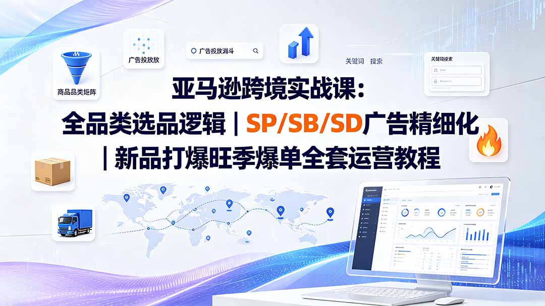 亚马逊跨境实战课-更新：全品类选品逻辑｜SP/SB/SD广告精细化｜新品打爆旺季爆单全套运营教程-怪兽网创俱乐部