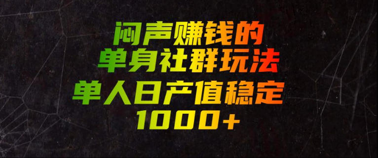 闷声賺钱的单身社群玩法，单人日产值稳定1000+【揭秘】-邪修侠 - 演示