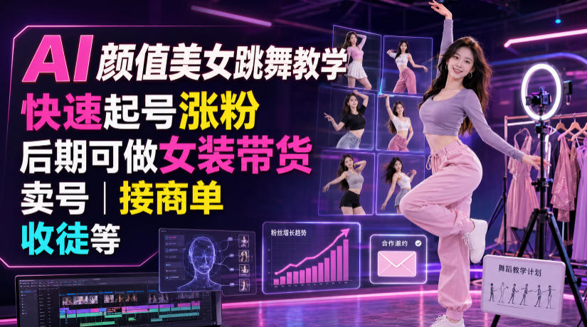 AI颜值美女跳舞教学，快速起号涨粉，后期可做女装带货，卖号，接商单，收徒等-邪修侠 - 演示