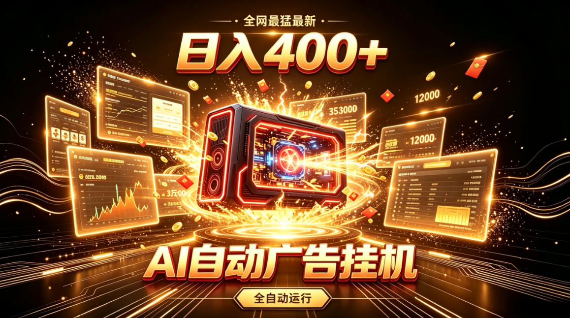 全网最猛最新的AI自动广告挂G，狠收益日入400+，真正做到躺賺式变现【揭秘】-邪修侠 - 演示