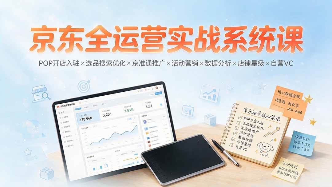 (19581期)京东全运营实战系统课:POP开店入驻×选品搜索优化×京准通推广×活动营销×数据分析×店铺星级×自营VC-小栈博客测试网