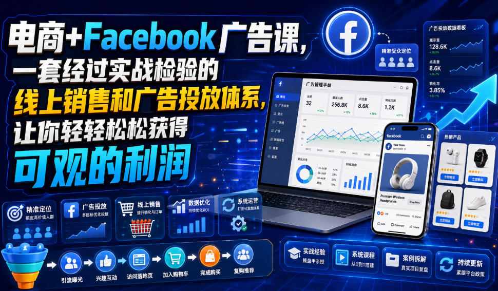 电商+Facebook广告课，一套经过实战检验的线上销售和广告投放体系，让你轻轻松松获得可观的利润【原创双语字幕】-邪修侠 - 演示