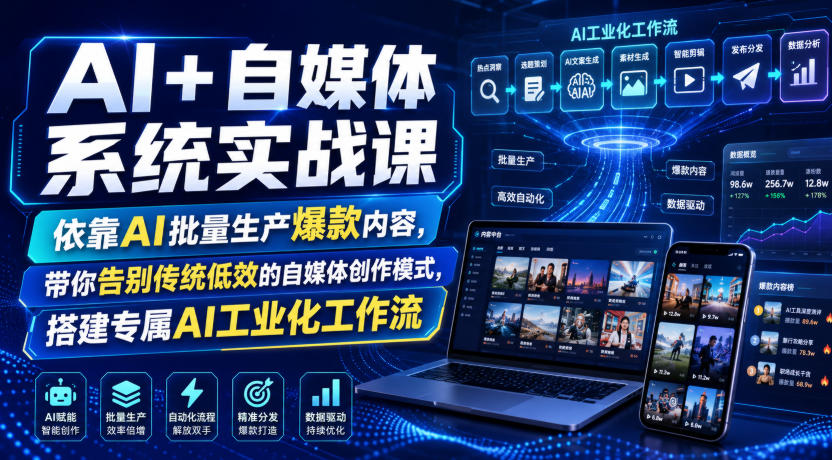 AI+自媒体系统实战课，依靠AI批量生产爆款内容，带你告别传统低效的自媒体创作模式，搭建专属AI工业化工作流-邪修侠 - 演示