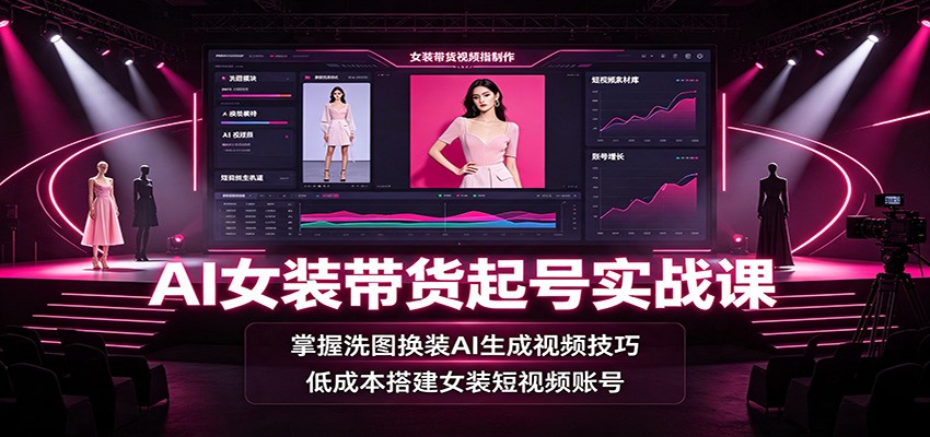 AI女装带货起号实战课：掌握洗图换装AI生成视频技巧，低成本搭建女装短视频账号-邪修侠 - 演示