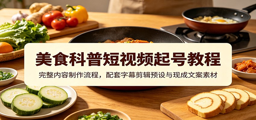 美食科普短视频起号教程：完整内容制作流程，配套字幕剪辑预设与现成文案素材-邪修侠 - 演示